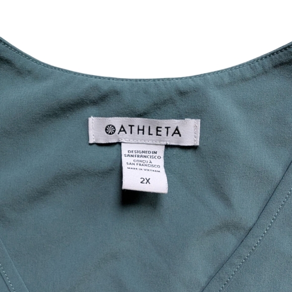 Athleta Pleated Tank Active Athleisure Womens Plus 2X Yoga Casual Swing Green - Picture 8 of 13